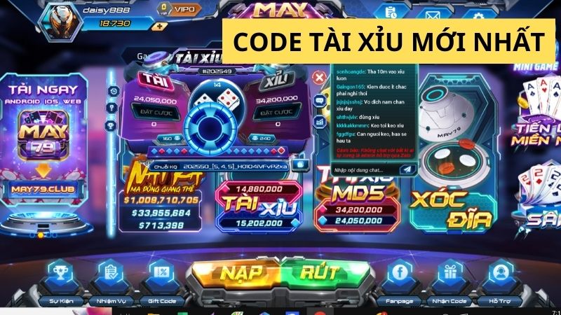 tích lũy mã Code tài xỉu