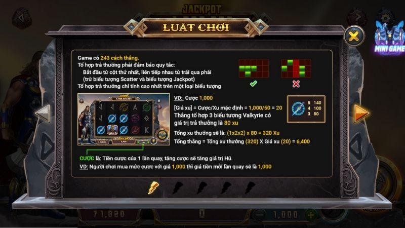 luật chơi slotgame Thor May79